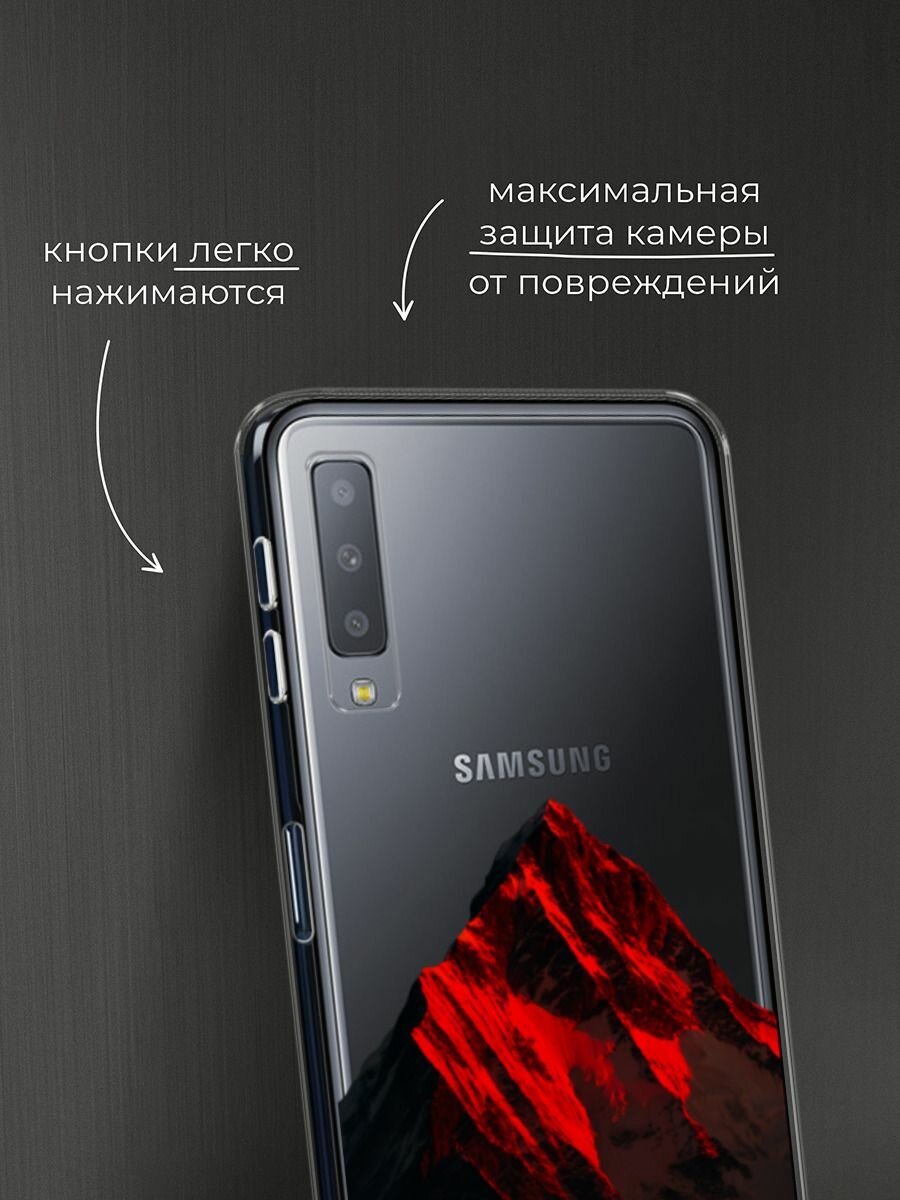 Чехол на Samsung Galaxy A7 2018 / Самсунг Галакси А7 2018 с принтом Красная гора 2, прозрачный — фото 1