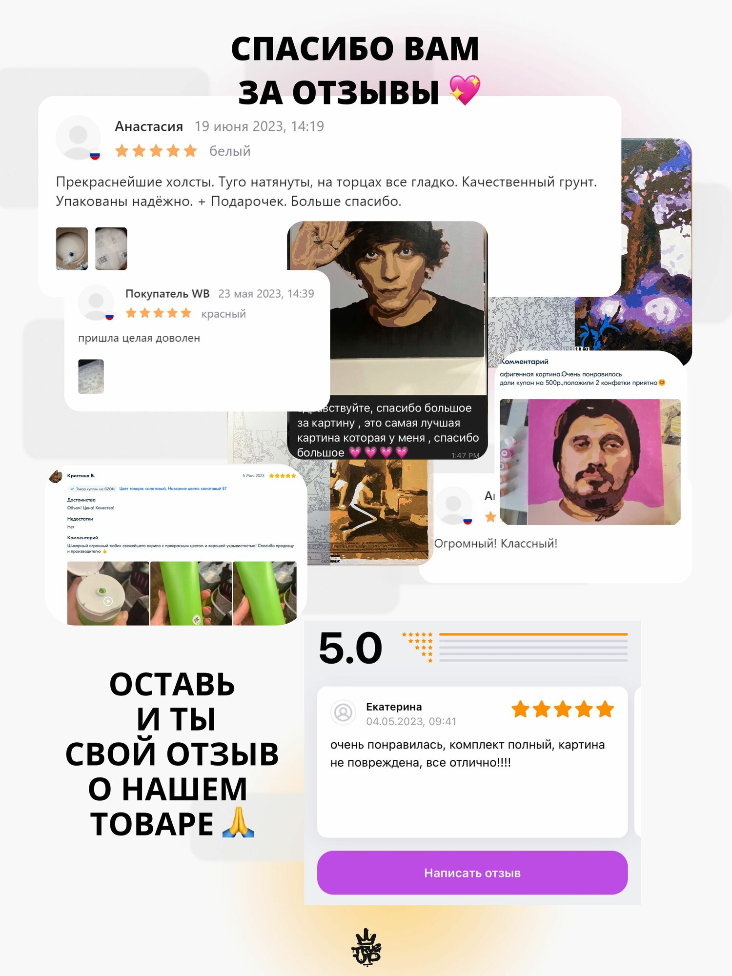 Холст на подрамнике для рисования квадрат 65х65 см — фото 1