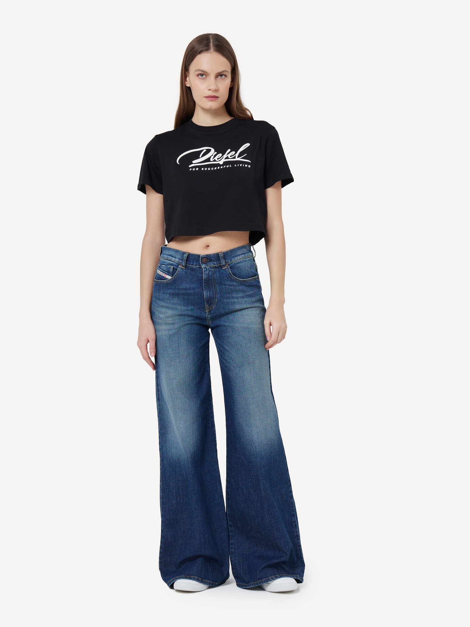 Джинсы широкие DIESEL, размер 24, синий — фото 1