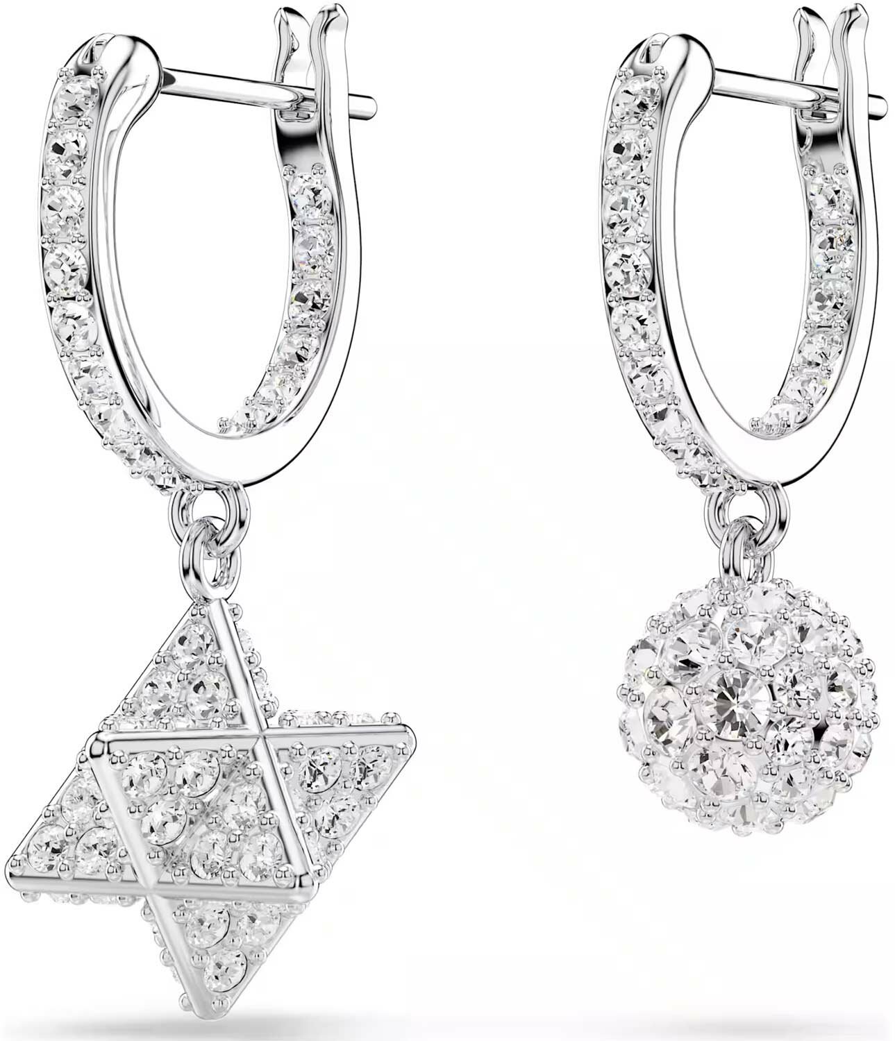 Серьги SWAROVSKI, кристаллы Swarovski, размер 26 мм, серебряный — фото 1