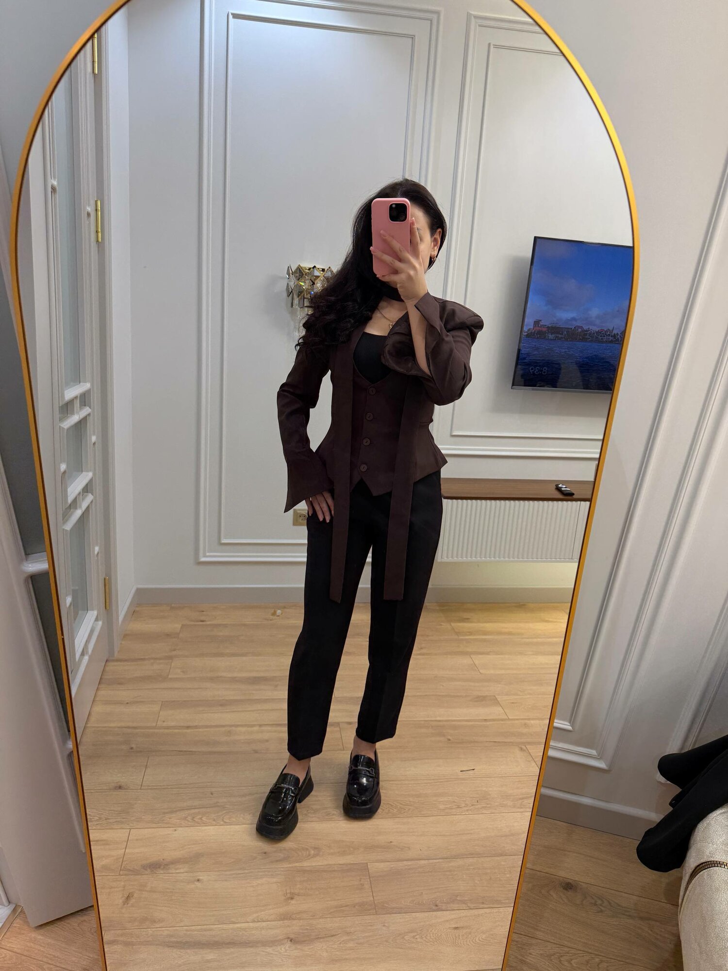 Пиджак , размер S, коричневый — фото 1