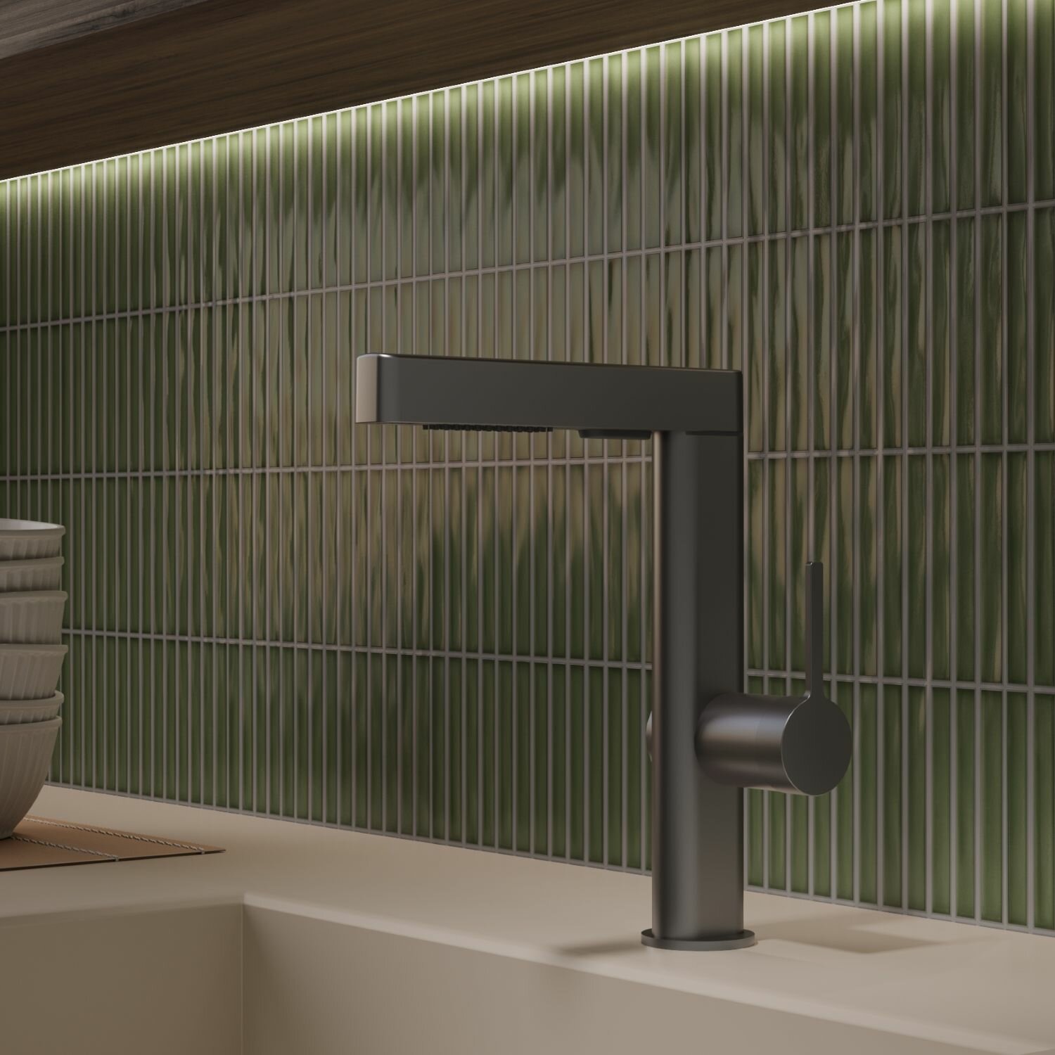 Смеситель для кухни Vincea VKF-22GM, вороненая сталь