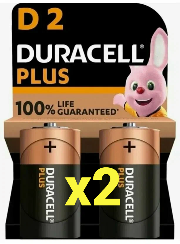 Батарейка DURACELL PLUS D BL2х2 (4) шт. 2 блистера по 2 шт, 1.5 V, щелочная. (США)