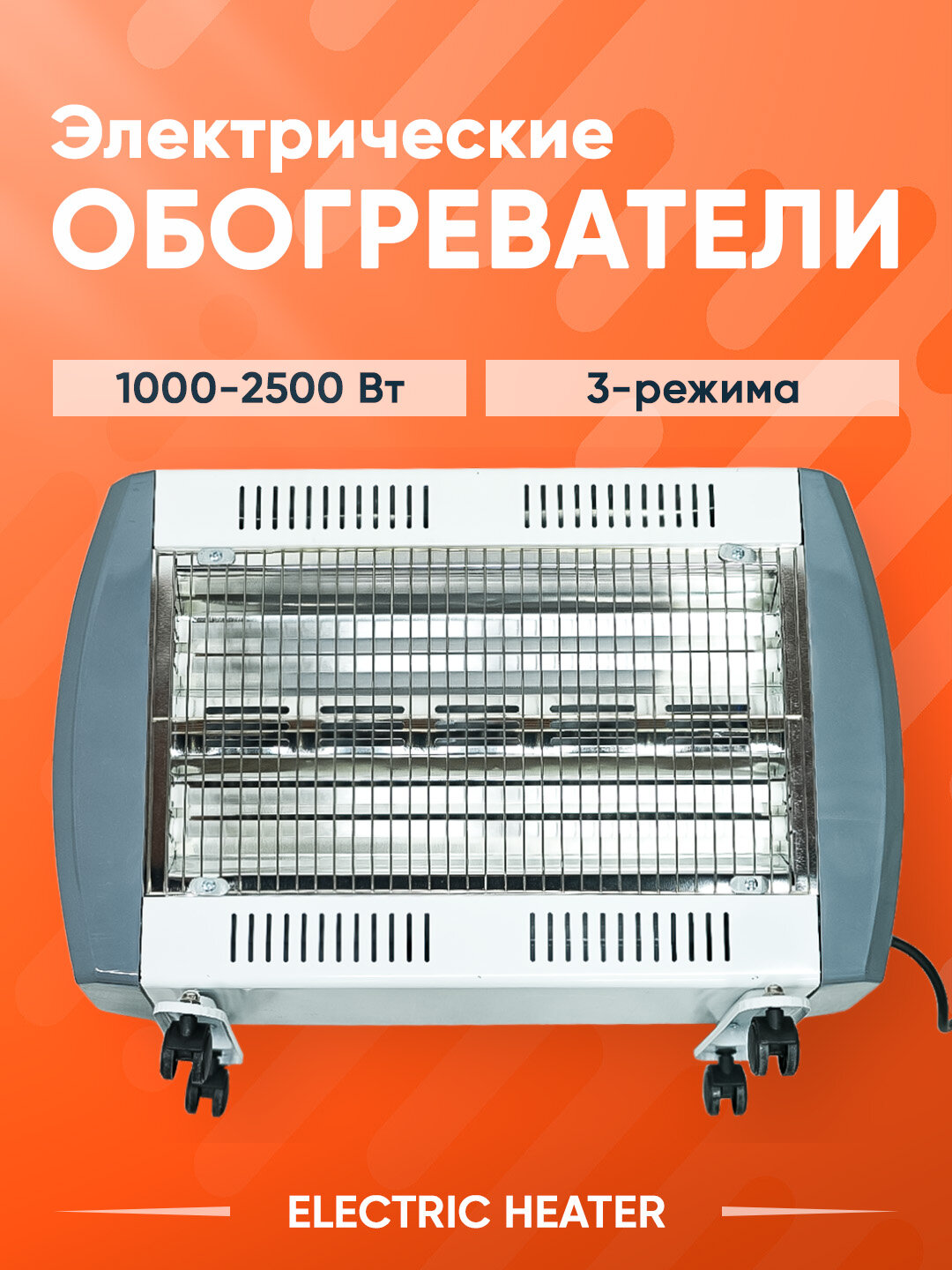 Электрический обогреватель AYUBA, 1000–2500 Вт, 3 режима, напольный