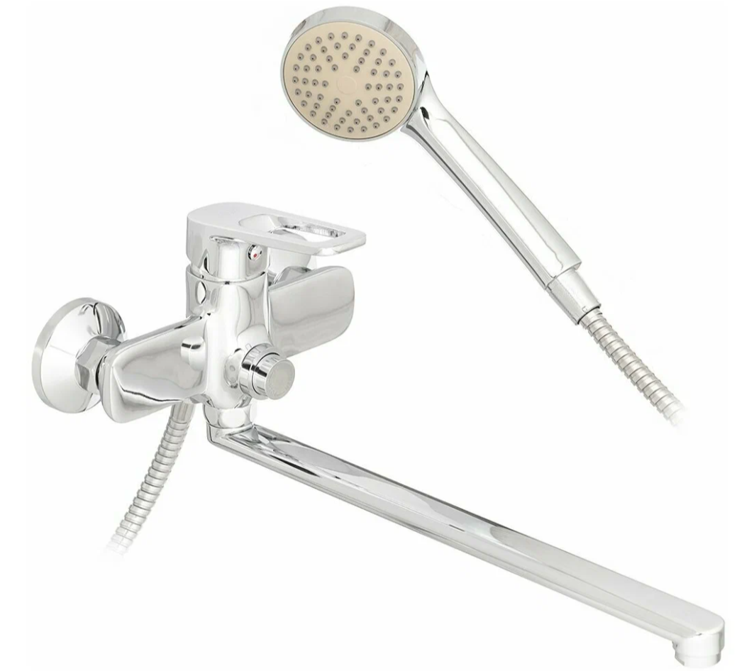 Смеситель Frud R122, для ванны, с душевой лейкой, хром, настенный монтаж