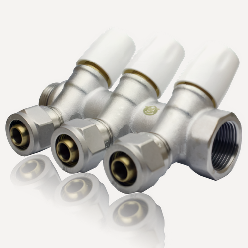 Изображение товара Коллектор TST регулируемый вентилями и цангами 3/4x16x3 выхода