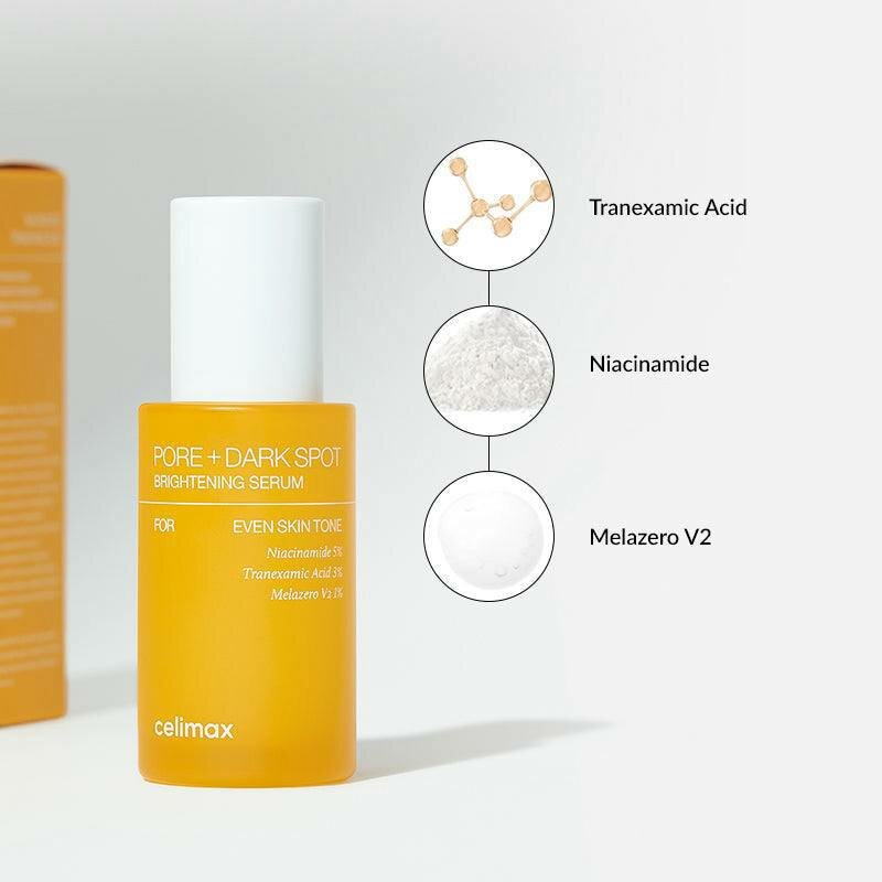 Осветляющая сыворотка Celimax PORE+DARK SPOT для выравнивания тона кожи.