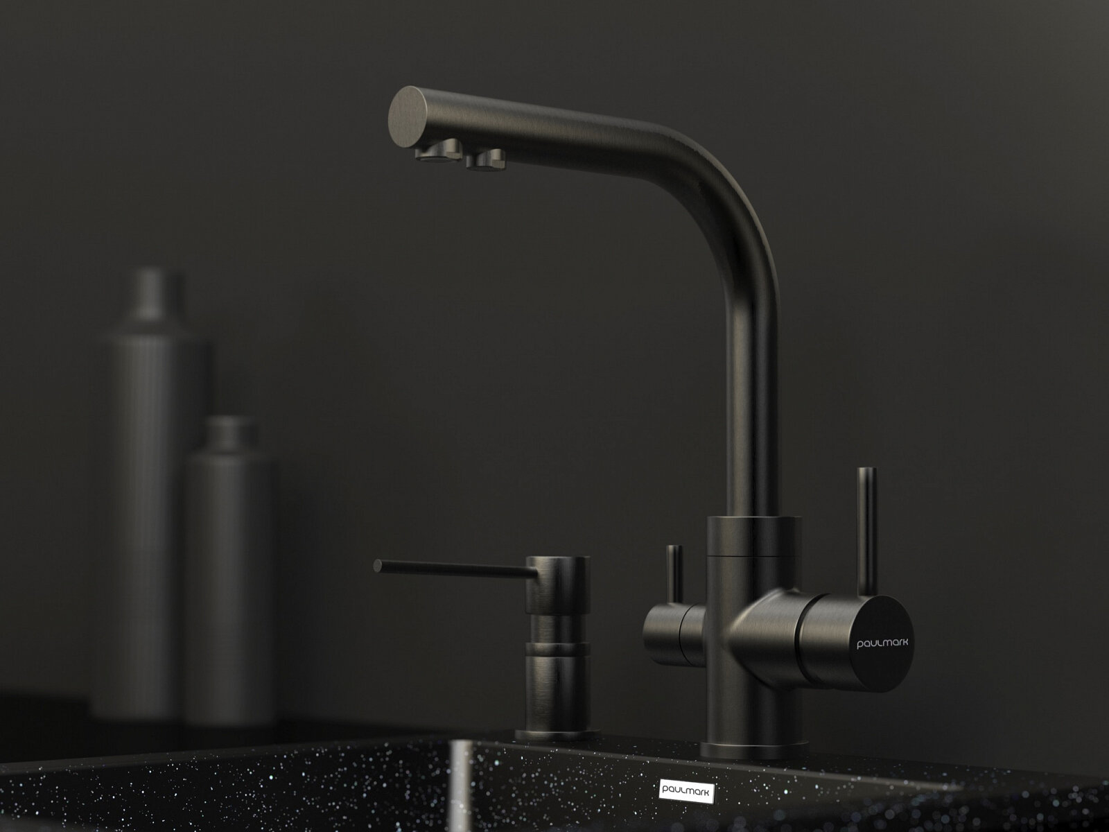 Дозатор для моющего ср-ва Paulmark KRAFT D003-GM вороненая сталь — фото 1