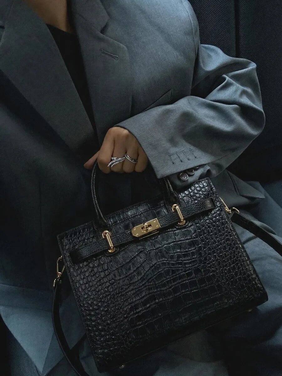 Сумка тоут Daniele Riccardi, фактура тиснение, черный — фото 1