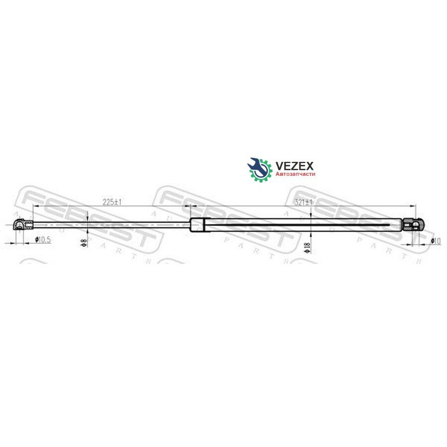 FEBEST 22117005 газовый упор багажника l565/560n!\ KIA Sportage 14-18