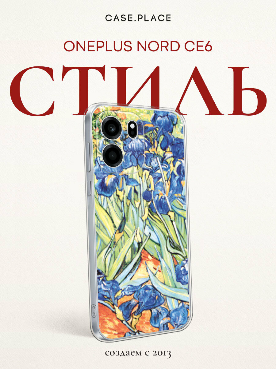 Чехол на OnePlus Nord CE6 / Ван Плас Норд СЕ6 с принтом Ирисы Ван Гог