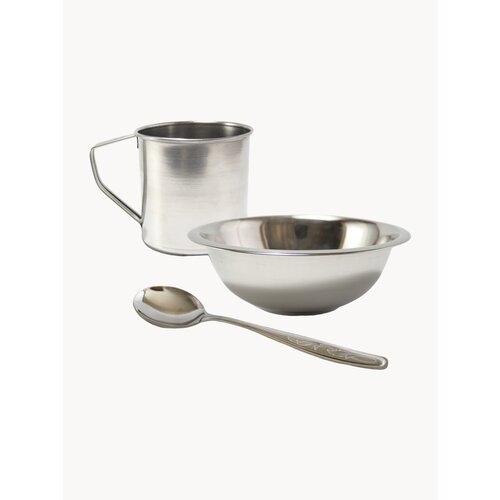 Набор посуды металлической. Туристическая миска, кружка, ложка и мешок.