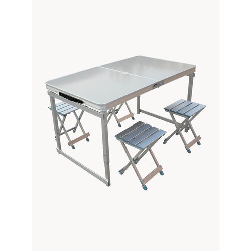 Стол туристический усиленный с алюминиевыми стульями в комплекте. Стол складной на пикник, на природу, на рыбалку