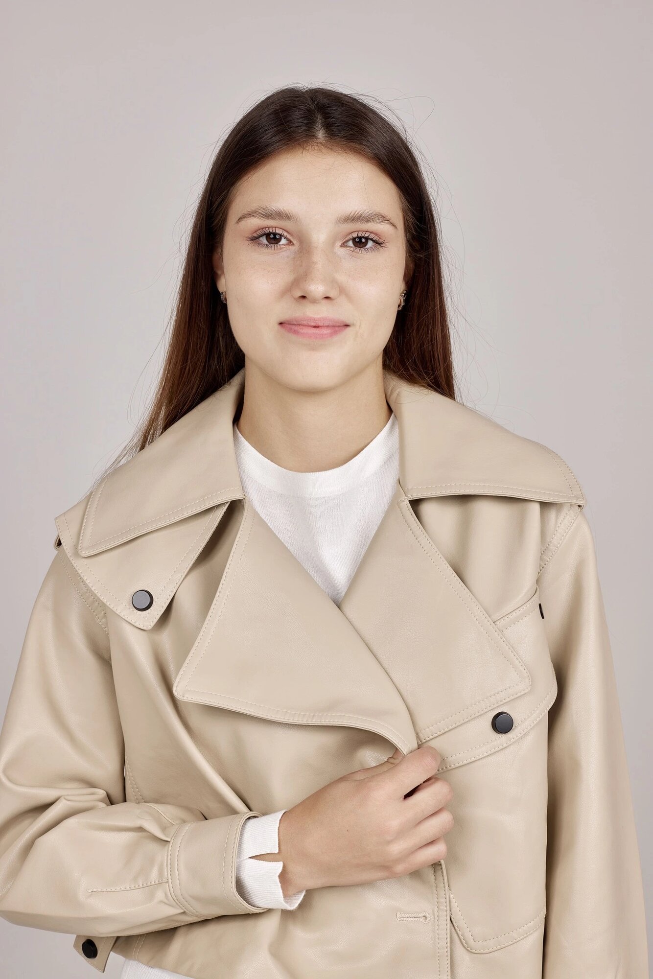 Куртка кожаная Selfie, размер L, бежевый — фото 1