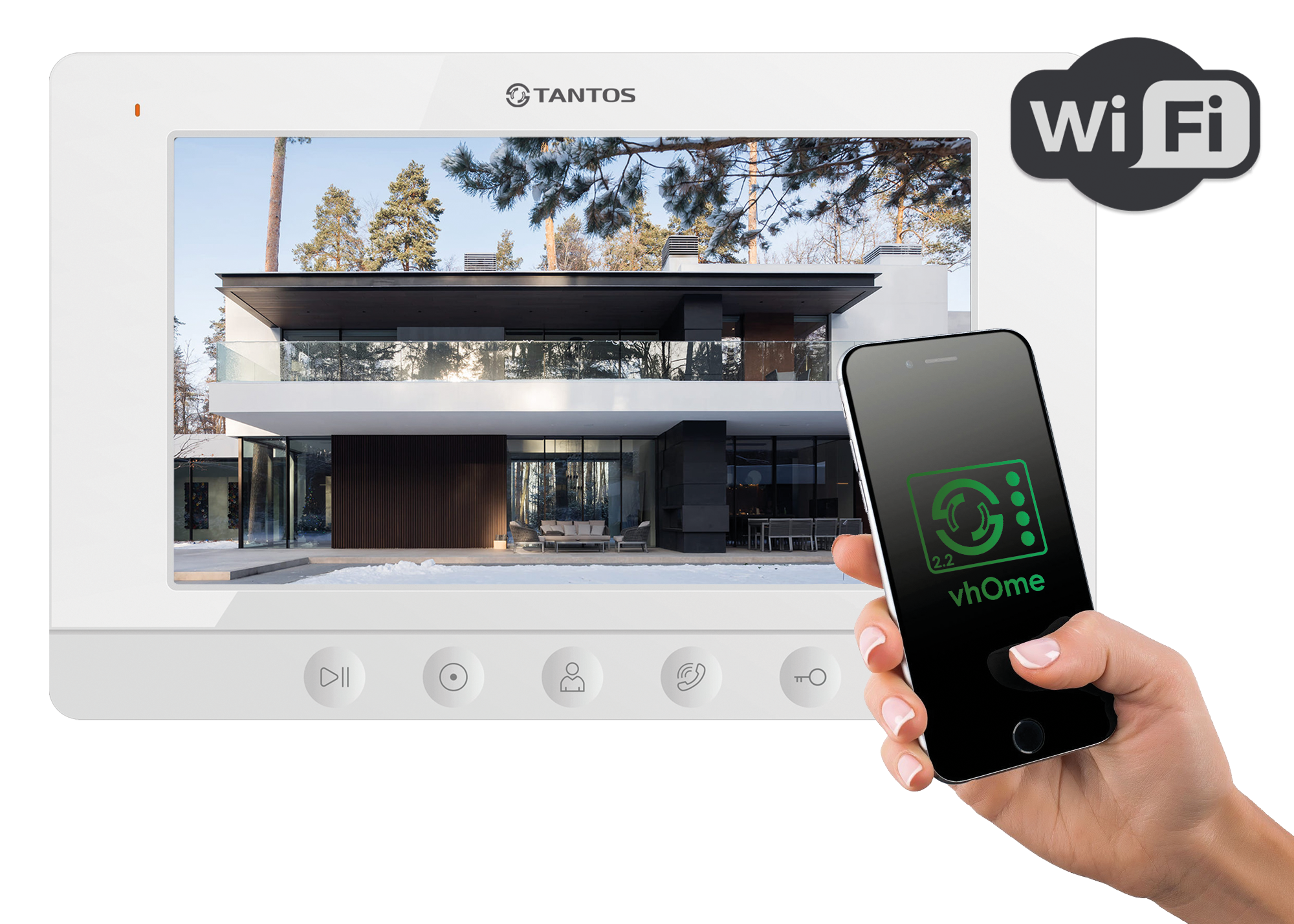 Tantos Like HD Wi-Fi Монитор цветного HD видеодомофона 7 дюймов vhOme 2.2