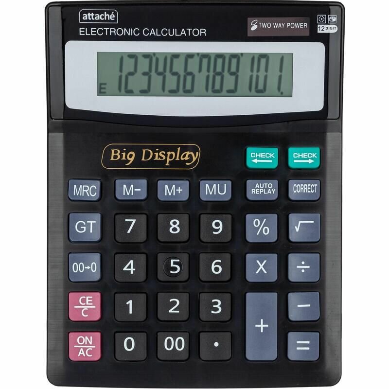 Калькулятор настольный Attache ATC-444-12F 12-разрядный черный 192x148x33 мм