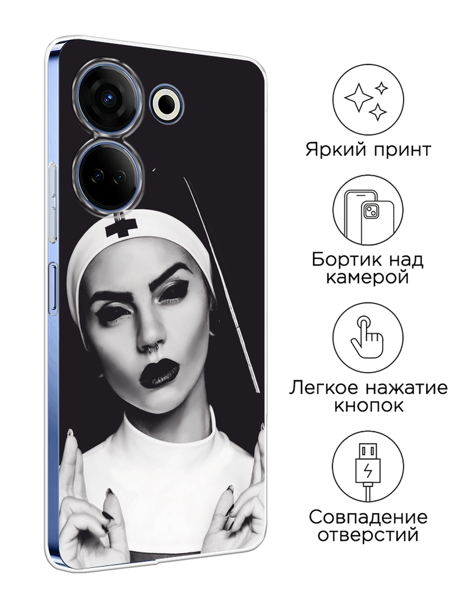 Чехол на Tecno Camon 20 / Техно Камон 20 с принтом Черная монашка — фото 1