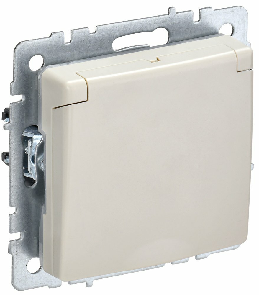 IEK BRITE Розетка с заземлением/ш с кр. 16А IP20 РСбш10-3-БрКр бежевая, BR-R16-16-K10