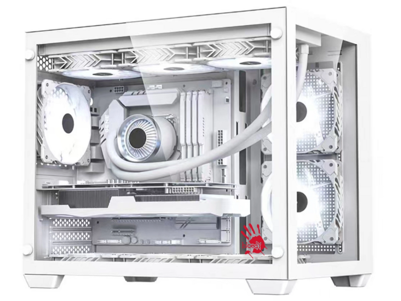 Корпус Bloody BD-CC108 белый без бп mATX 9x120mm 2xUSB3.0 audio bott PSU