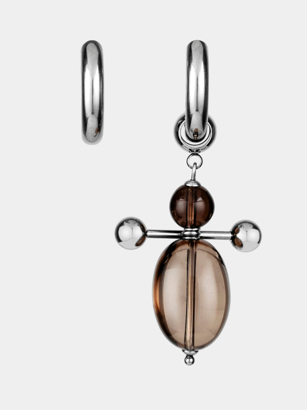 Серьги RESURS, размер 20 мм, коричневый, серебряный — фото 1