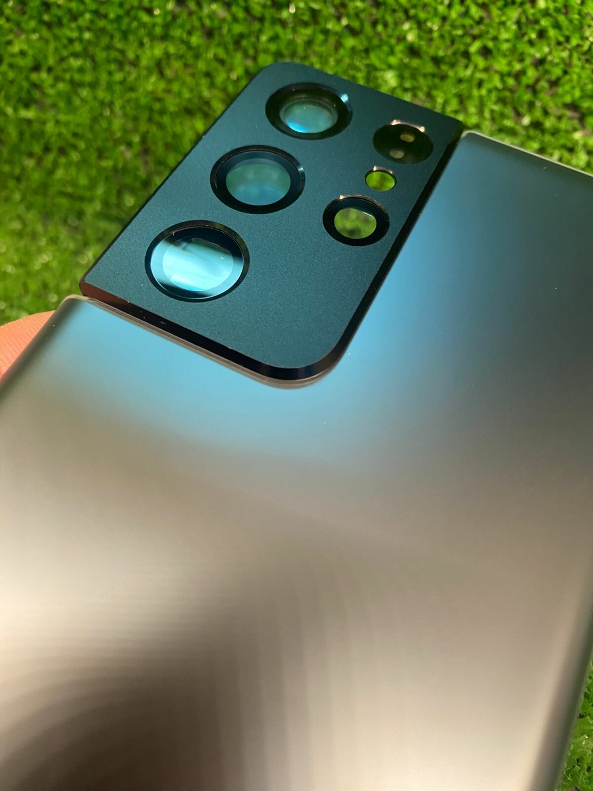 Задняя крышка (стекло) на Samsung Galaxy S21 Ultra (SM-G998B) цвет - "Серый Фантом" Премиум качество