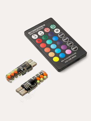 Изображение товара Светодиодные лампы T10 RGB 360° (цветные с дистанционным пультом) belais #11688