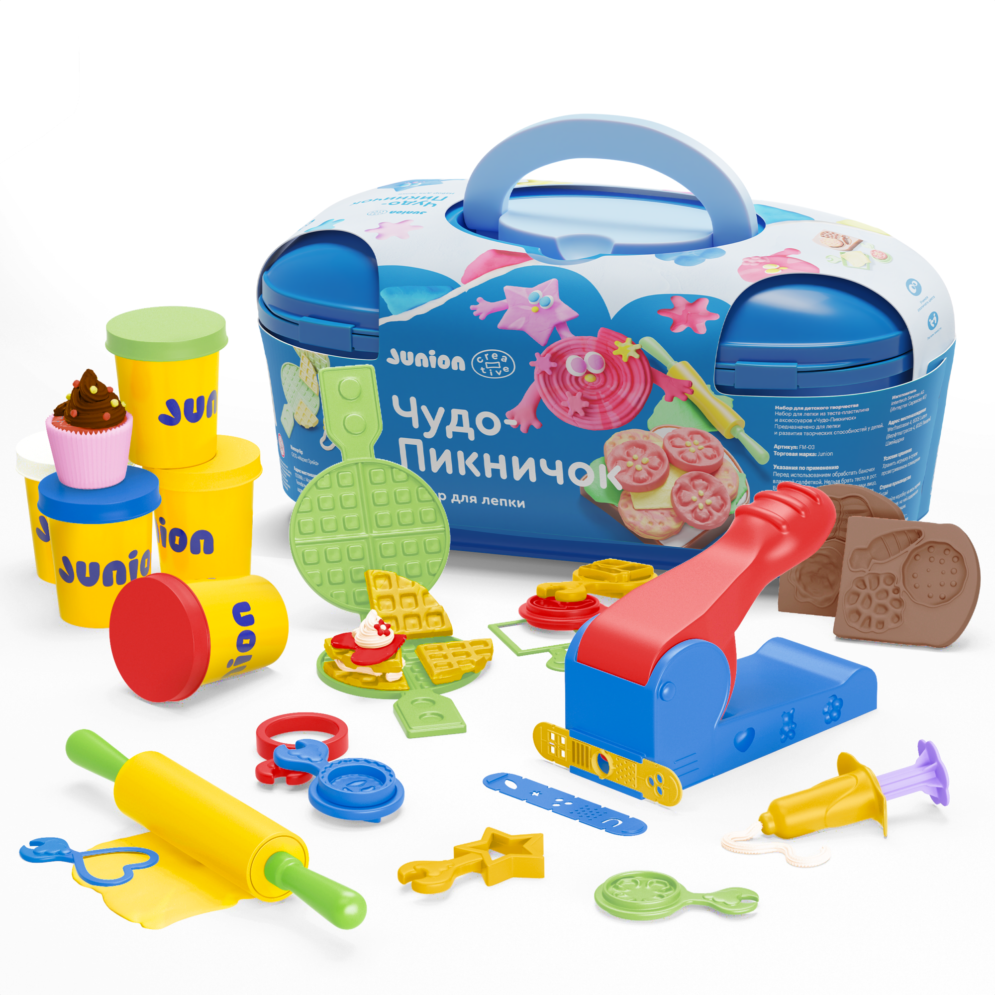 Набор для лепки Junion Creative "Чудо-Пикничок", тесто-пластилин, 5 цветов, 24 предмета