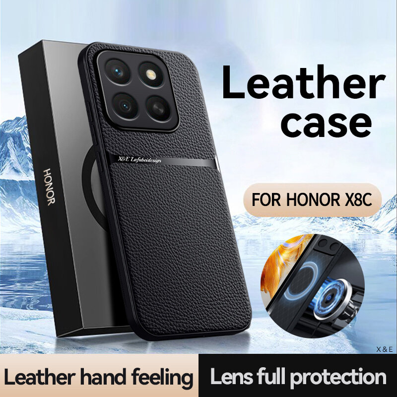 Подходит для Honor X8C / Хонор X8C Чехлы для телефонов, защитой камеры и противоударным кожаный, X8C, подставка, soft touch,360° Полная защита, накладка, резина, пластик, искусственная кожа, защита камеры — фото 1