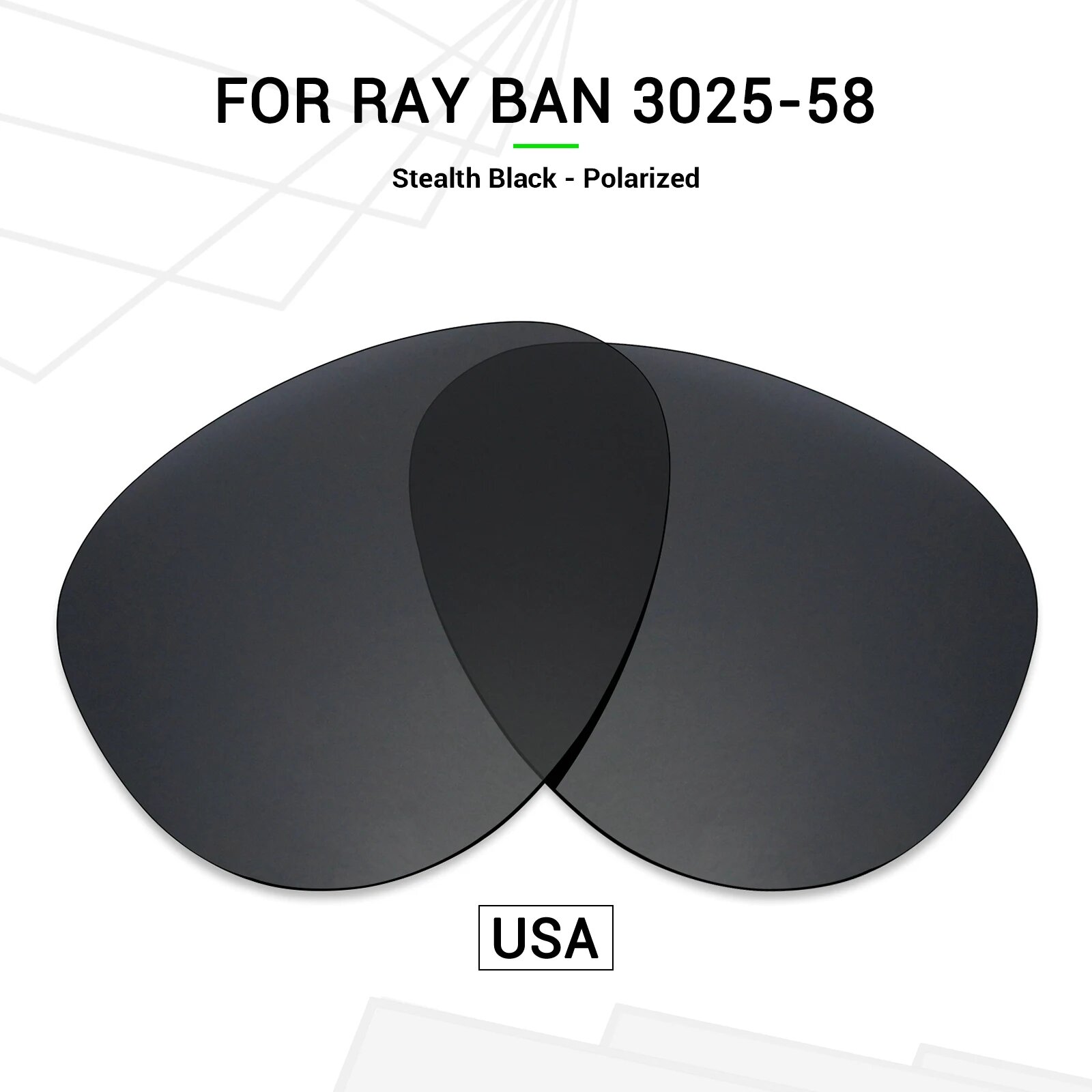 SNARK Поляризованные линзы для RayBan Aviator RB3025 Stealth Black, Черный