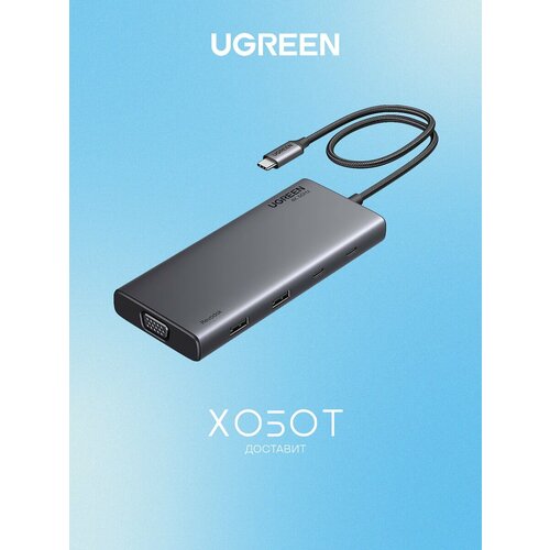 USB-разветвитель Ugreen CM639 Revodok 8 в 1 серый 35588 14970₽