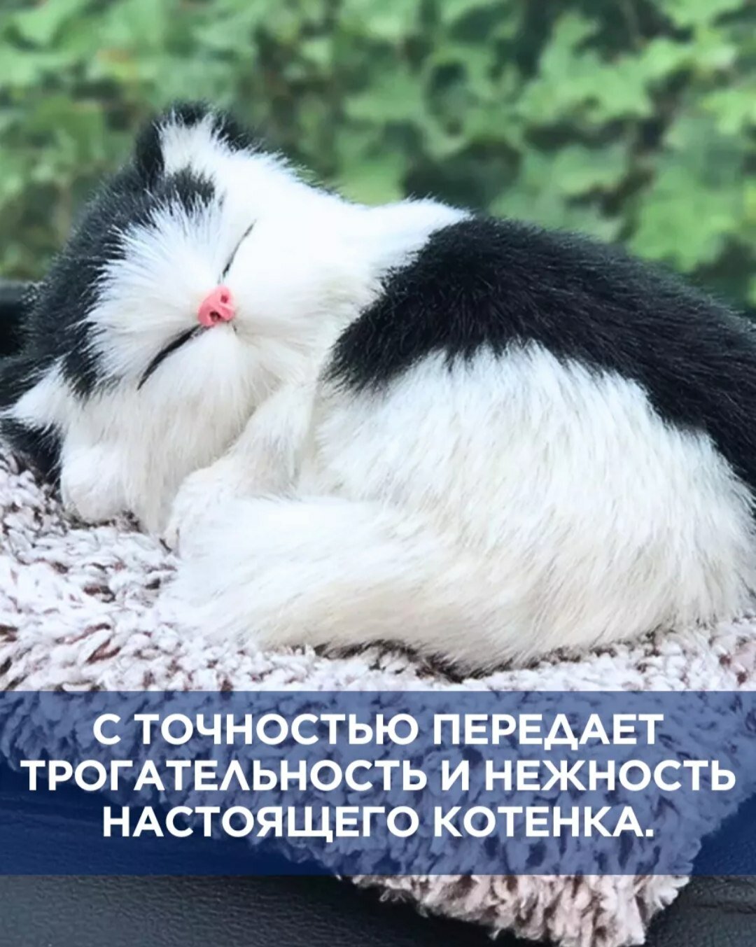 Этот продукт представляет собой мягкую игрушку-спящего котенка, которая очень похожа на настоящую кошку. Она используется не только детьми, но и взрослыми в качестве средства для снятия стресса, милого украшения или подарка.