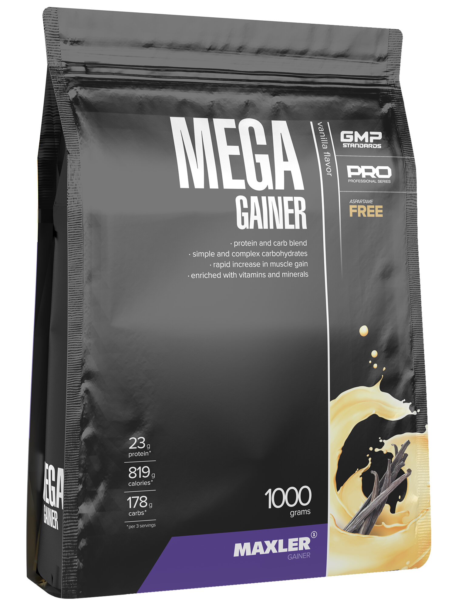 Гейнер для набора массы  веса Maxler Mega Gainer   1000 г  ваниль
