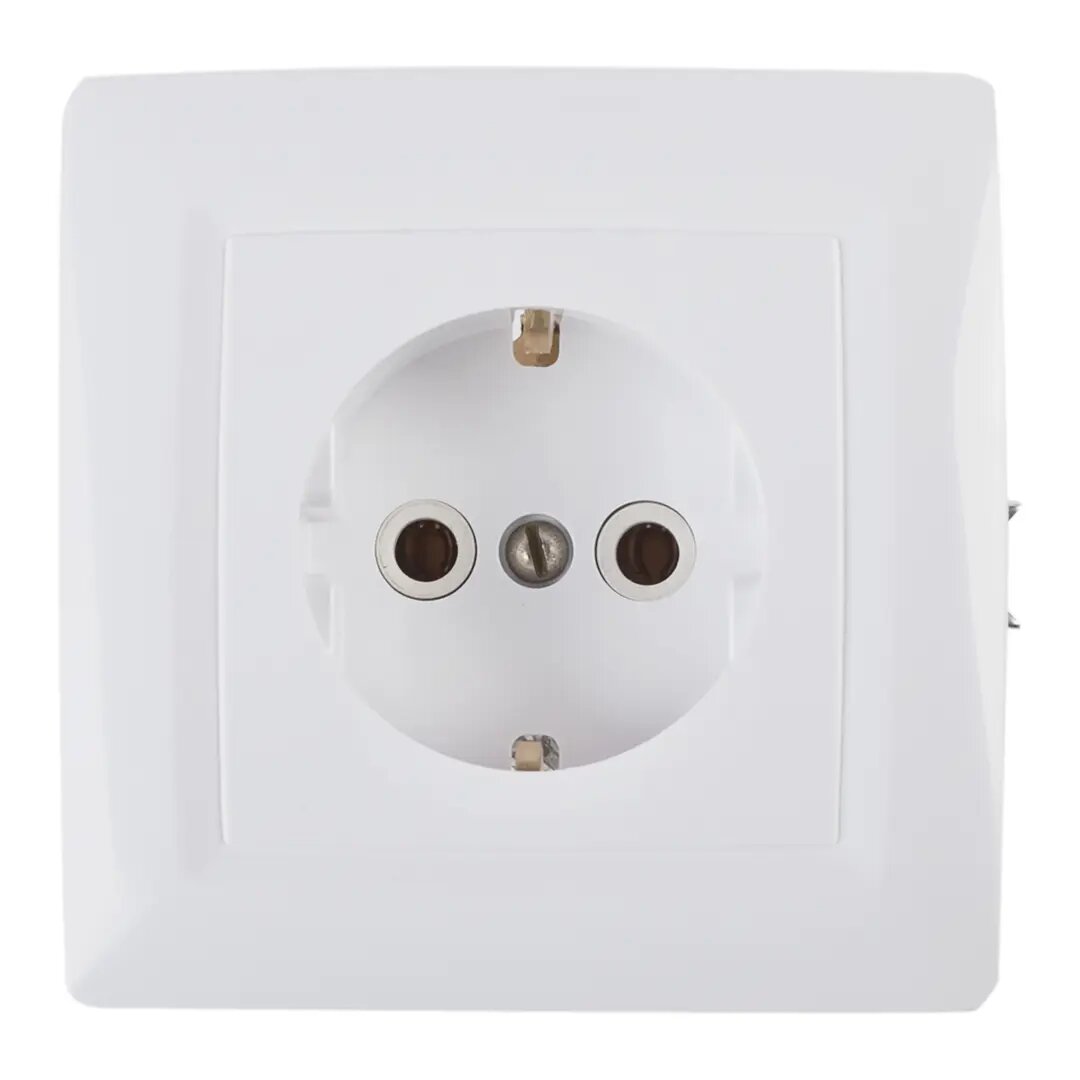 Розетка встраиваемая Reone с заземлением  цвет белый