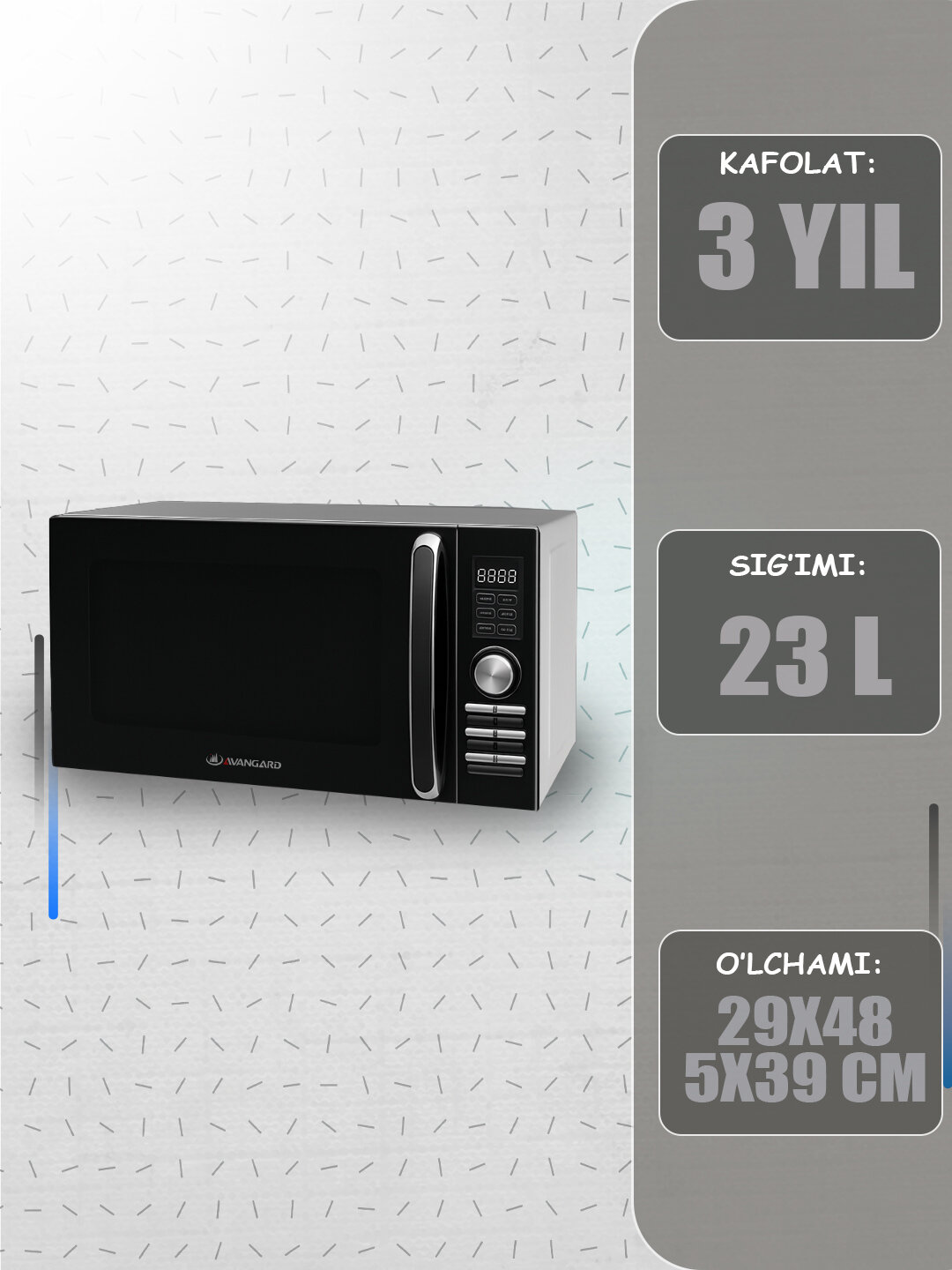 Микроволновая печь Avangard MM 823 AKV, 23 л, механическое управление