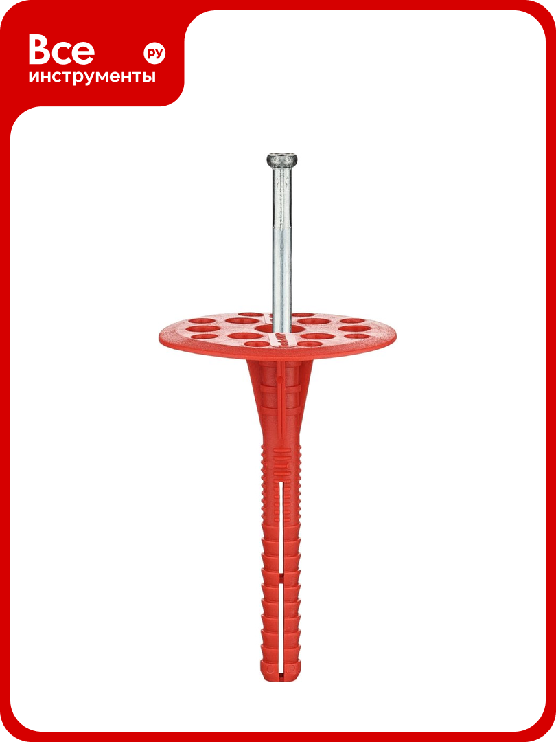 Дюбель для теплоизоляции с металлическим гвоздём 10х90 50шт - пакет Tech-Krep 101886