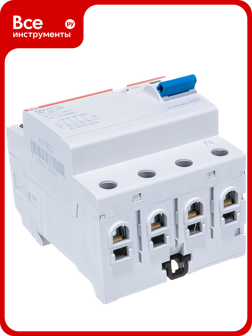 Выключатель дифференциального тока ABB 2CSF204001R3630 F204 4п AC 63A 300mA