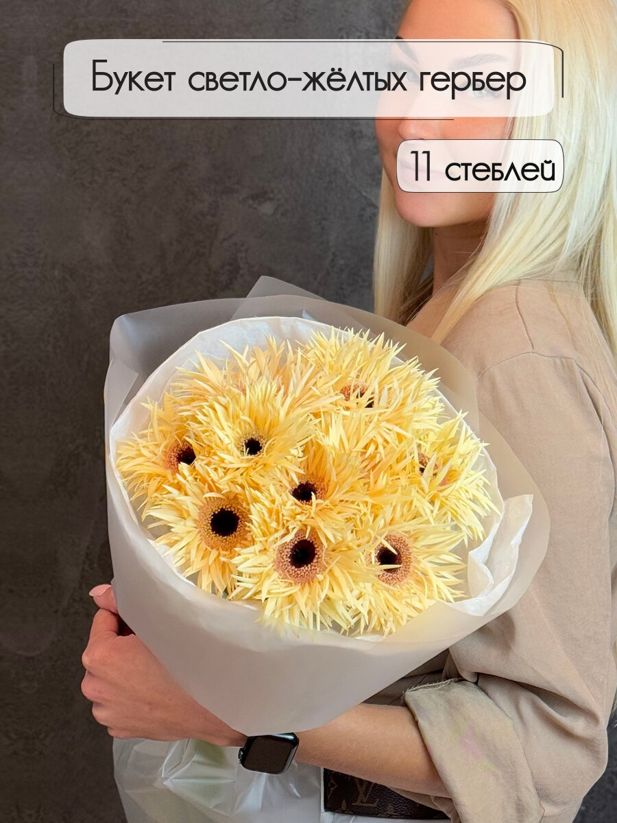 Букет светло-желтых гербер Torres 11 штук 50 см. Florentika