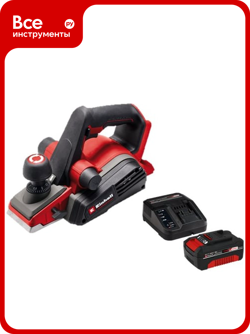 Рубанок аккумуляторный Einhell PXC TP-PL 18/3 Li BL, 18 В, 82 мм, 0-3 мм + 1 акк. 4 Ач + ЗУ 3 А 4345405SET