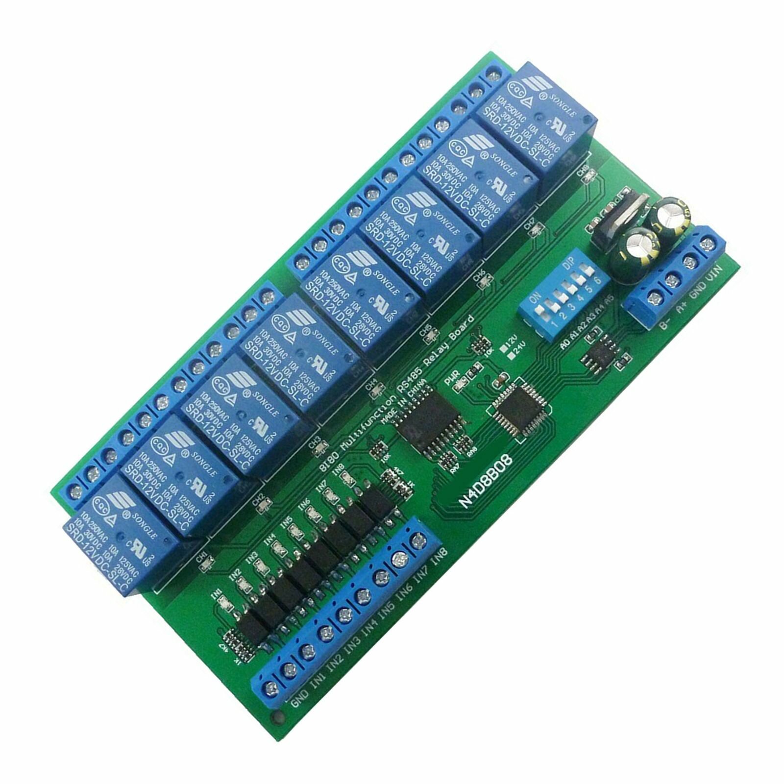 12 В 24 UART RS485 реле Входы модуля 8 выходов выделения Modbus RTU Control