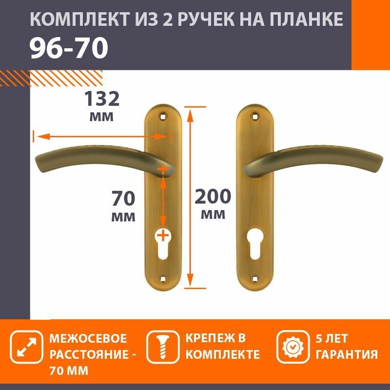 Ручки дверные на планке комплект универсальные Нора-М 96-70 мм цвет Матовый кофе
