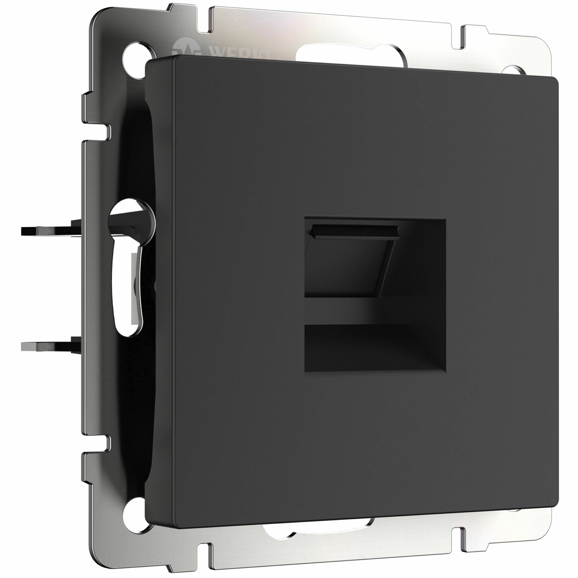 Розетка С/У 1-я комп. RJ45 Cat.5e (мех. с накл.) черная матов. WERKEL