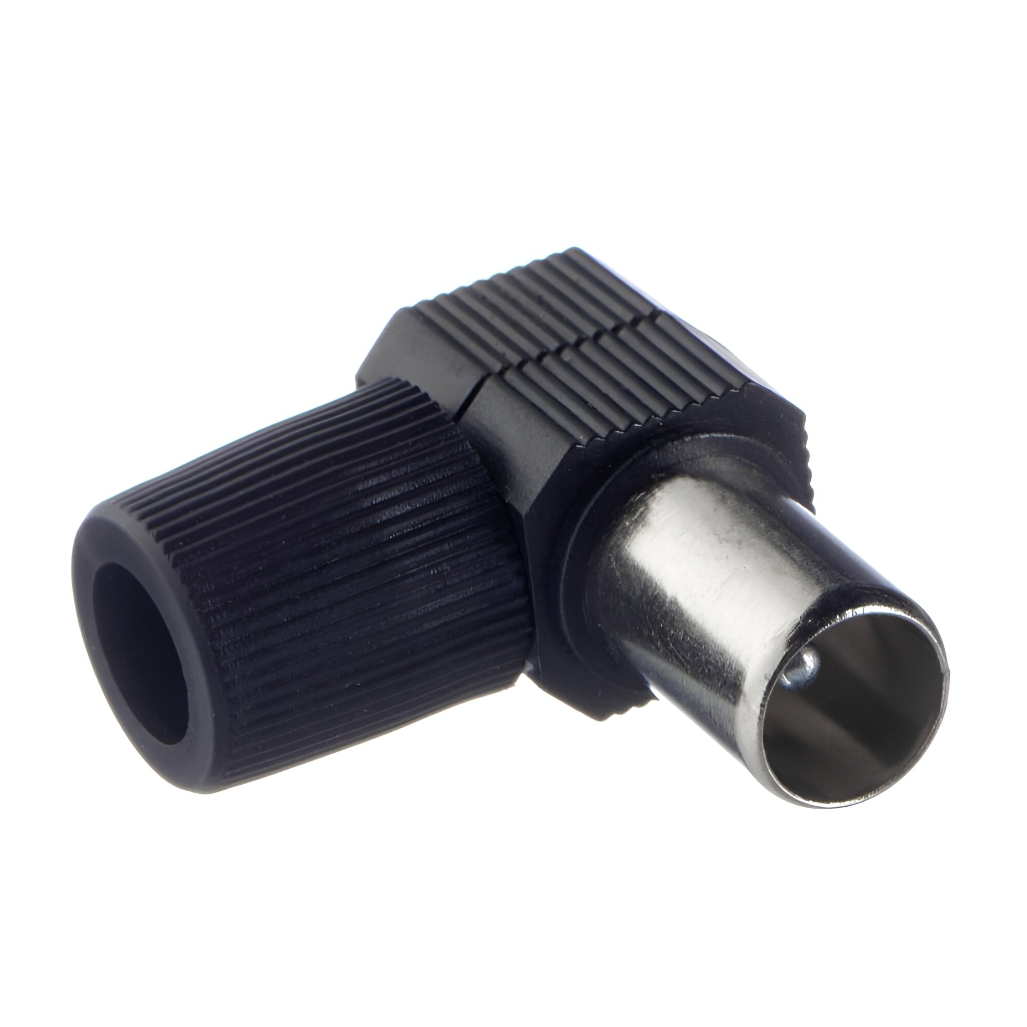 TVштекер угловой черный, для подключения эфирного, спутникового и кабельного телевидения