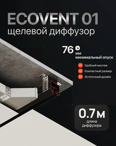 Изображение товара Щелевой диффузор под натяжной потолок ECОVЕNТ 10699/0.7