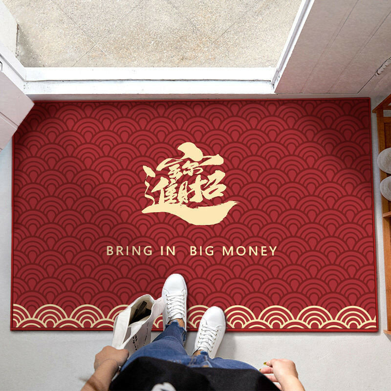 Traditional chinese blessings welcome mat with waterresistant fabric for home entrance wealth blessing 40x60cm