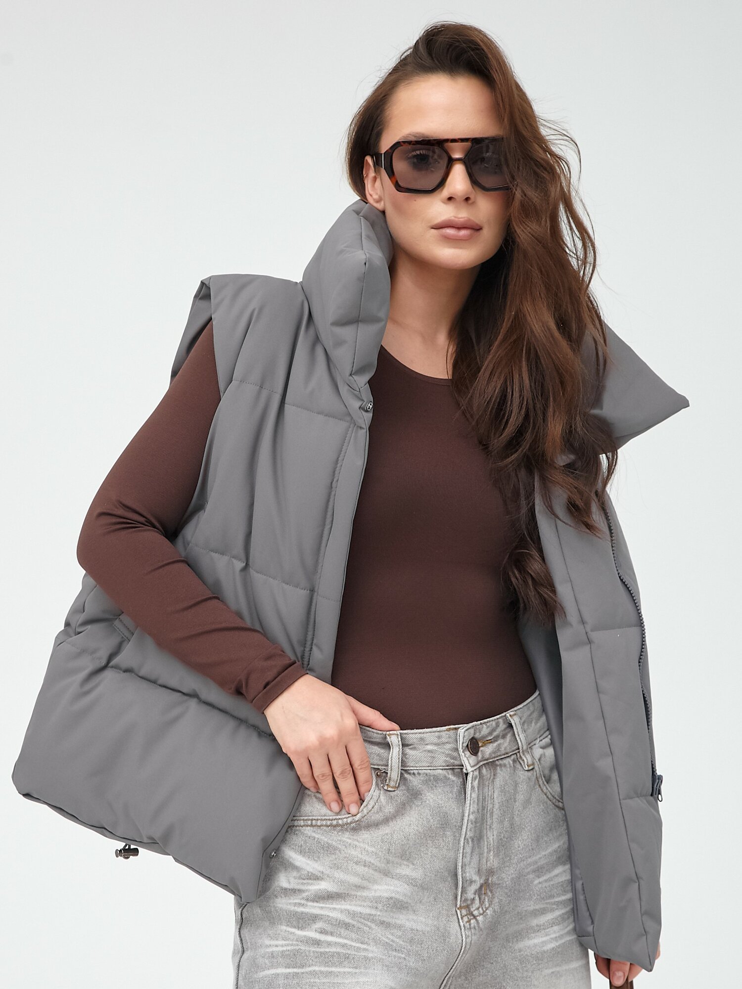 Жилет FROM PARADISE Осень 2025, размер M, серый