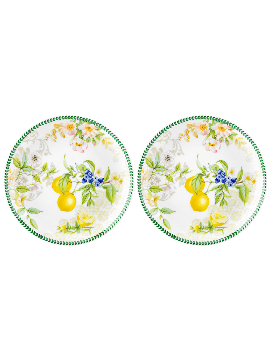 Набор тарелок закусочных 2 предмета 16х16х2 см Elan Gallery Лимоны — фото 1