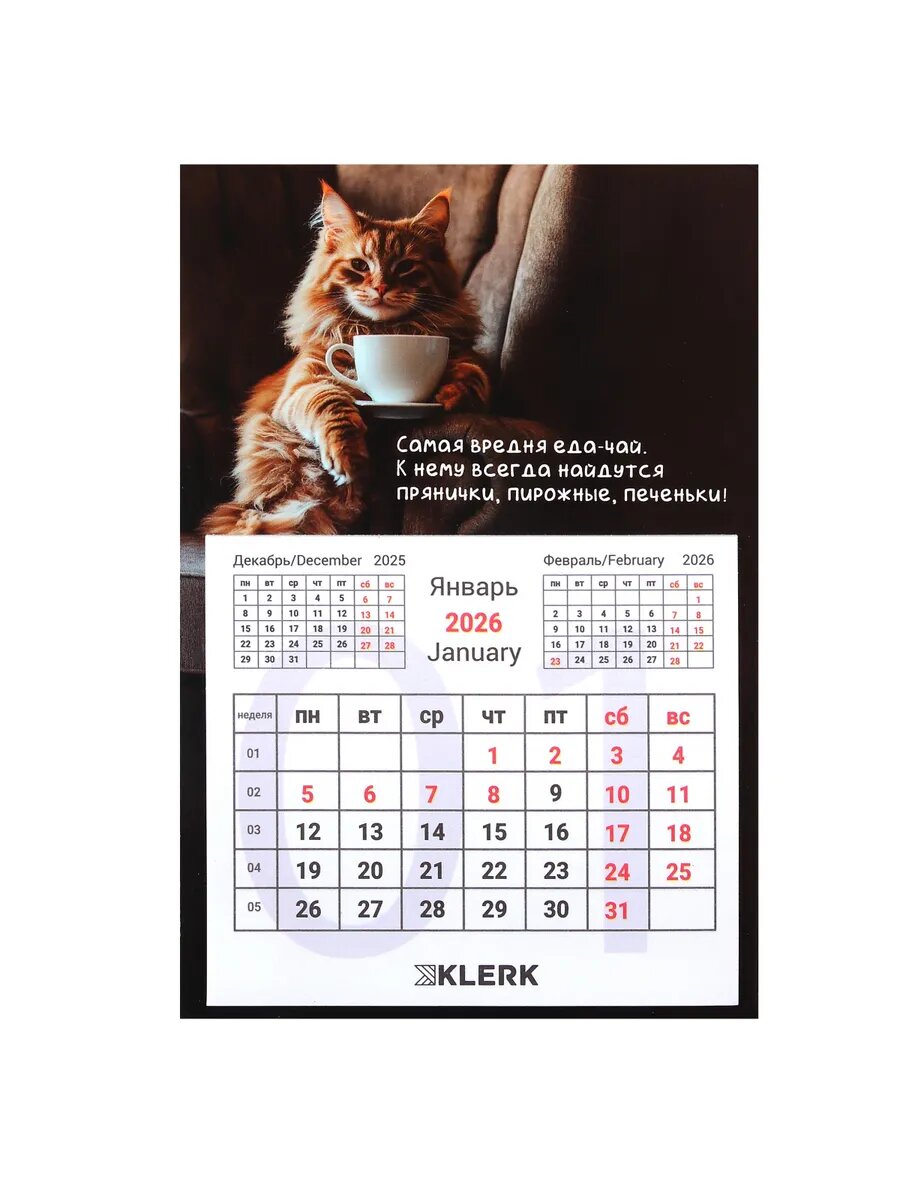 Календарь 2026г, настенный магнитный