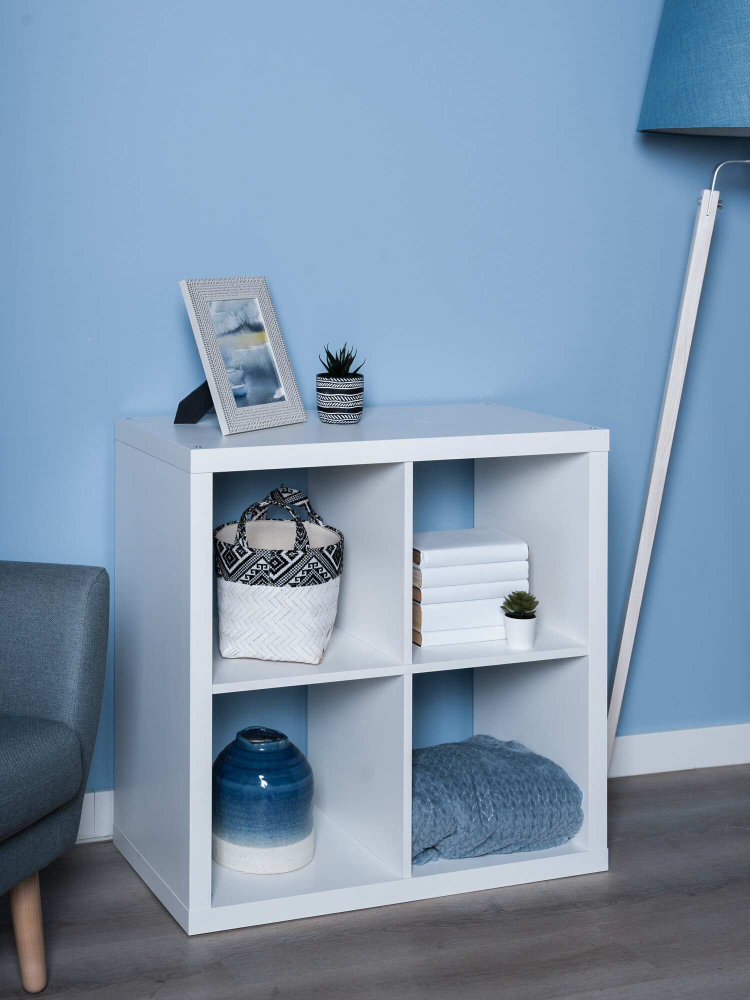 Стеллаж ГУД лакк Фора 4 полки 77х77х38 см тамбурат ЛДСП белый