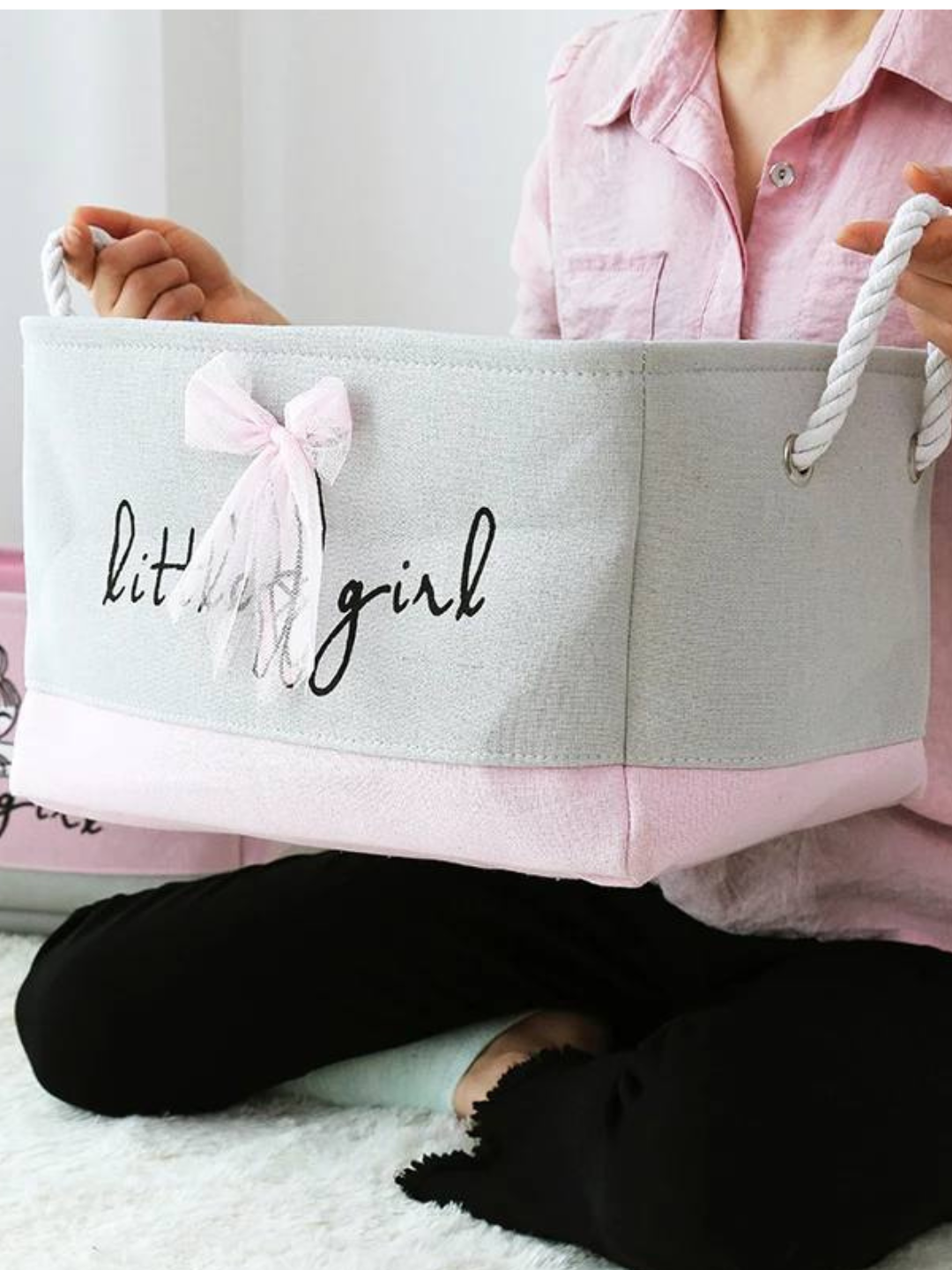 Тканевый органайзер для хранения игрушек Little Girl, прямоугольная мягкая корзина