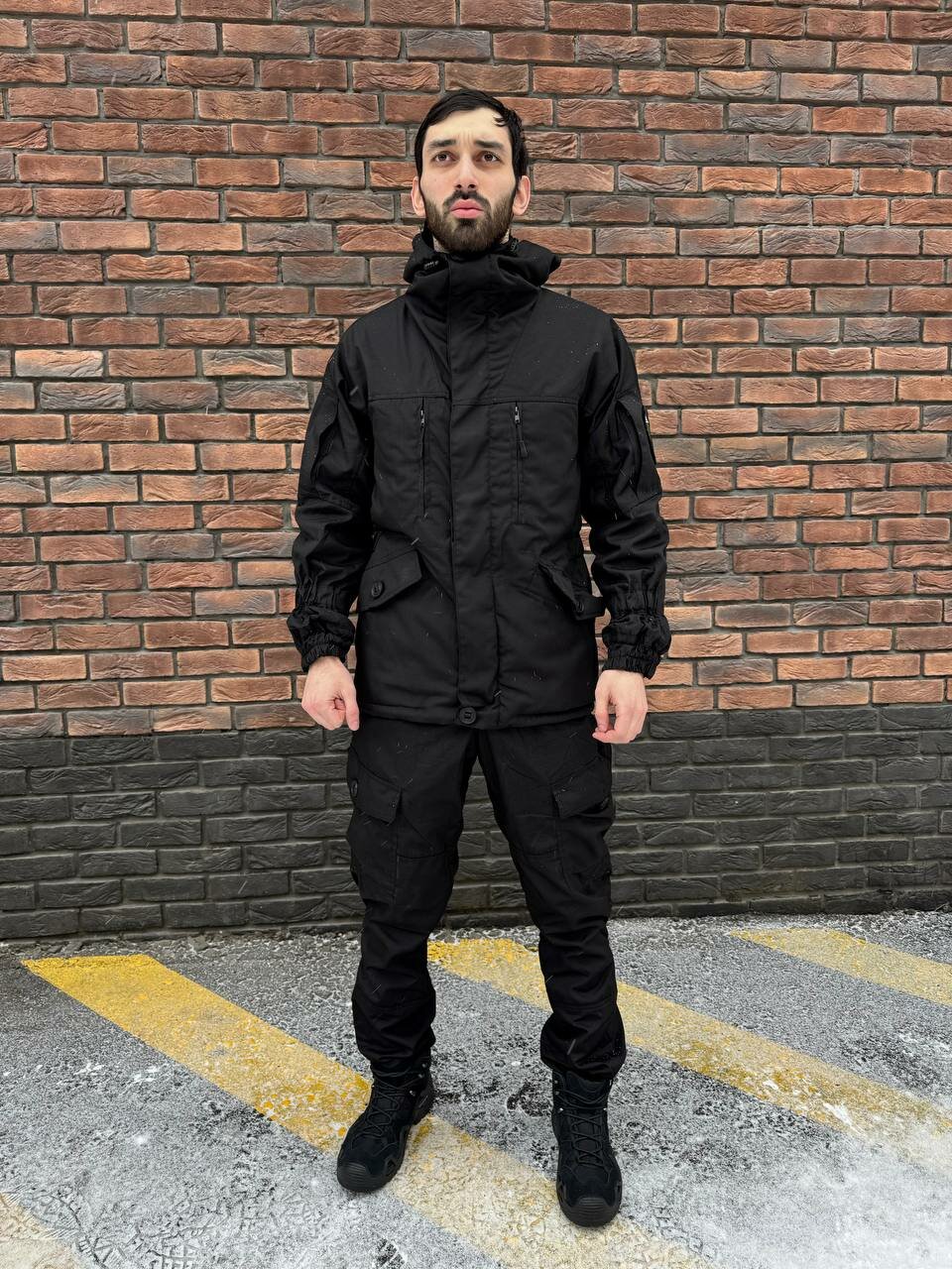 Костюм тактический утепленный горка 6 чёрный осень-зима